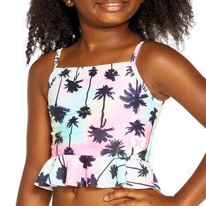 Hurley Girls' Tankini Swim Top Tankini Multi Color Palm Trees UPF 50+ Size 5/6